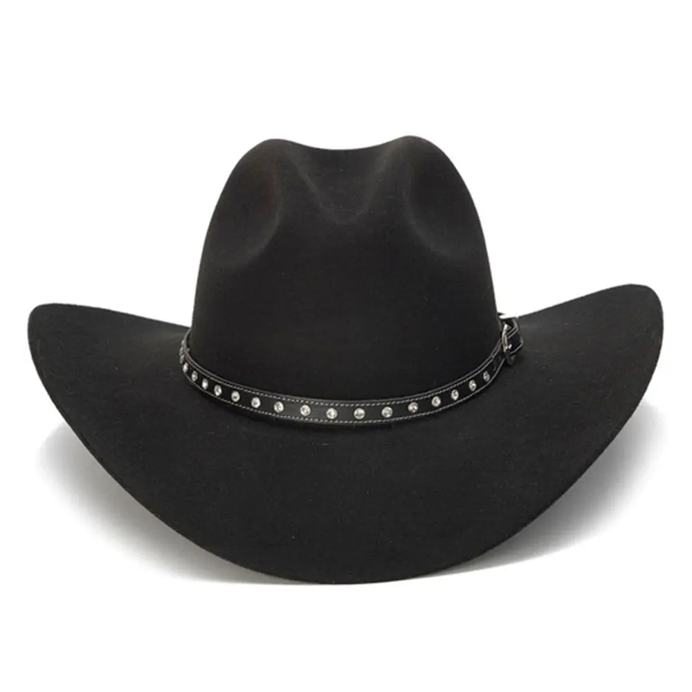 
Australian Leather Cowboy Western Aussie Style Bush Hat Brown With Chin Strap 