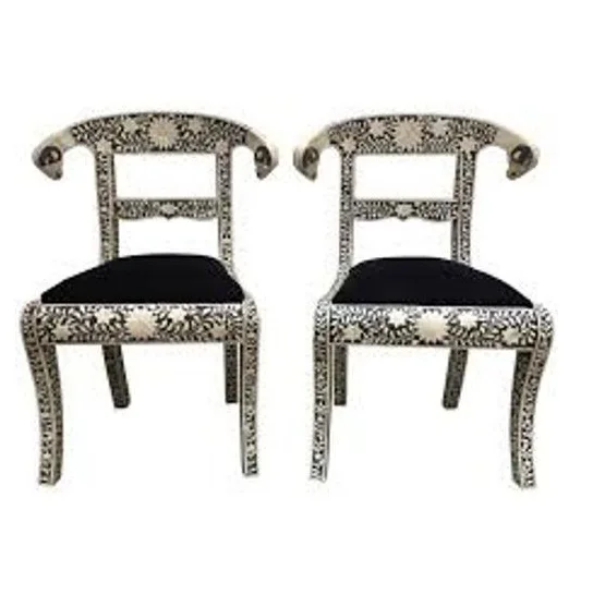 2021 best Indian Luxury wood handmade handicraft funiture chairs Bone Inlay Modern Furniture dinning chair bone inlay chairs