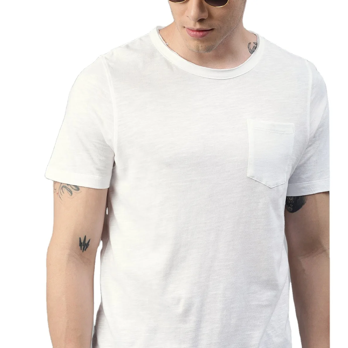 
 Хлопковая Приталенная футболка Pima с коротким рукавом, 220 г, лидер продаж, от производителя конопляной одежды, без рисунка, с круглым вырезом  