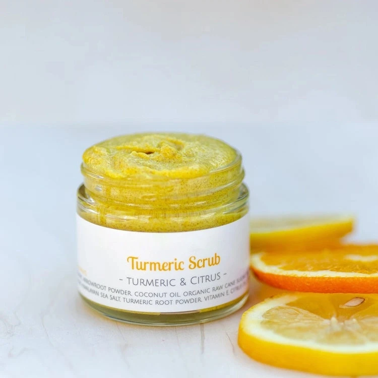 Amazon Hot Sale Private Label Organic Body Exfoliant Bodyscrub Exfoliate Face Exfoliator Whitening Glow Body Turmeric Scrub