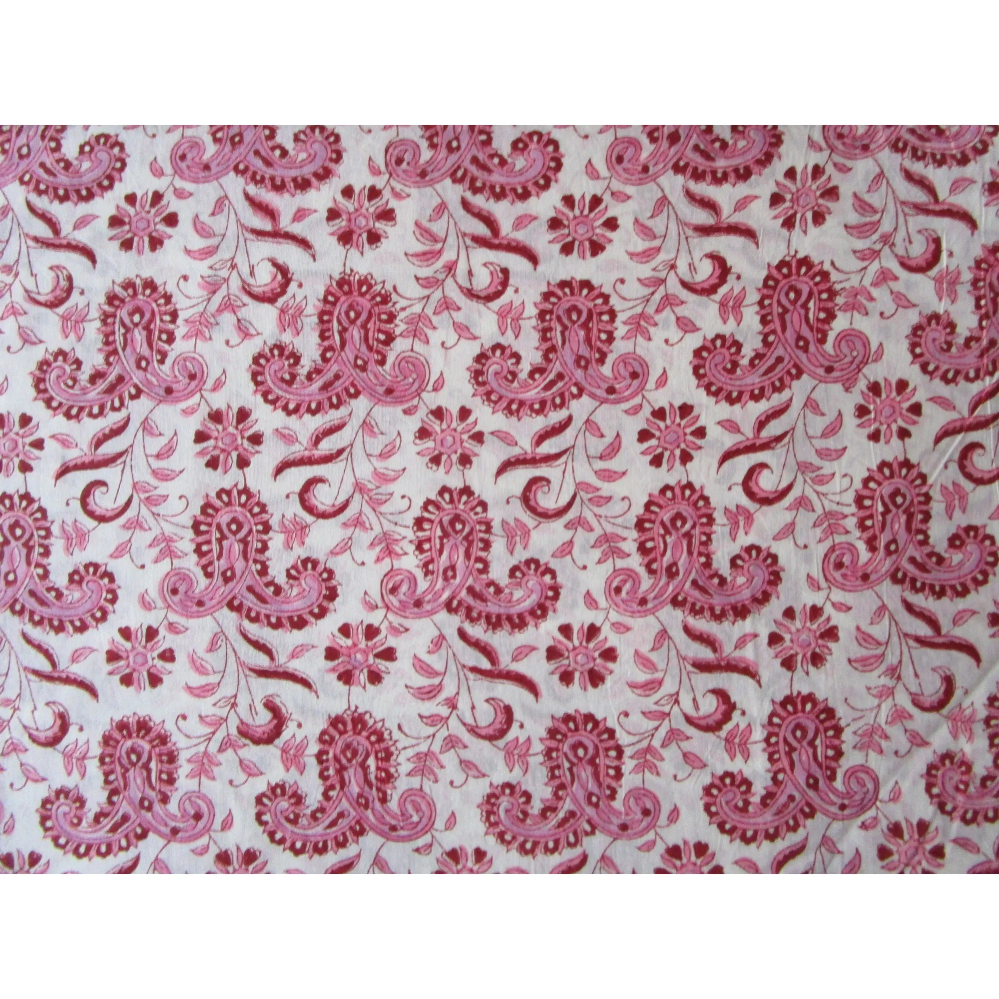 cotton cambric raw metrical / sanganeri block printed cotton running fabric