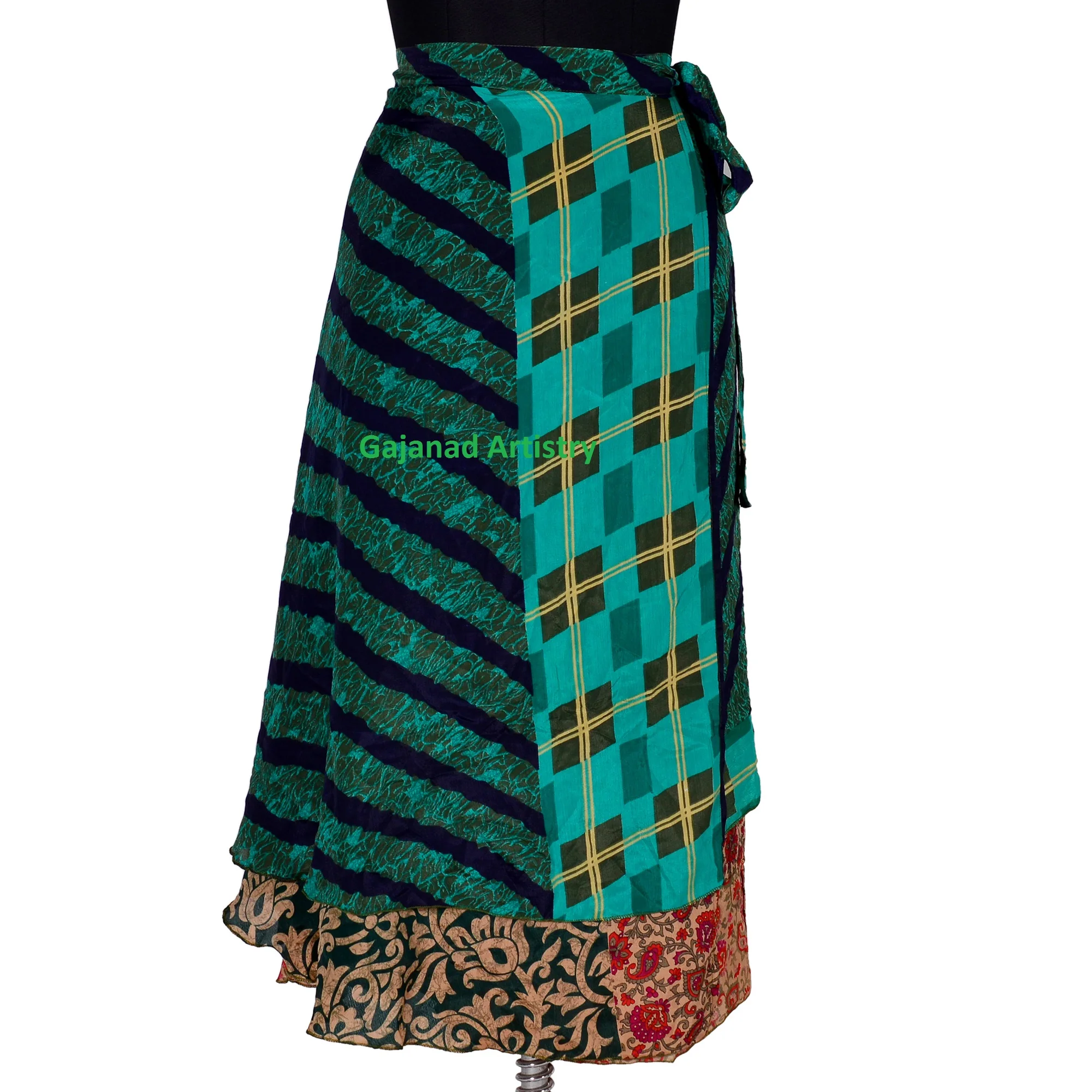 Boho Skirt Indian Silk Skirts Maxi Long Bohemian Summer Wrap Hippie Reversible Skirts For Women