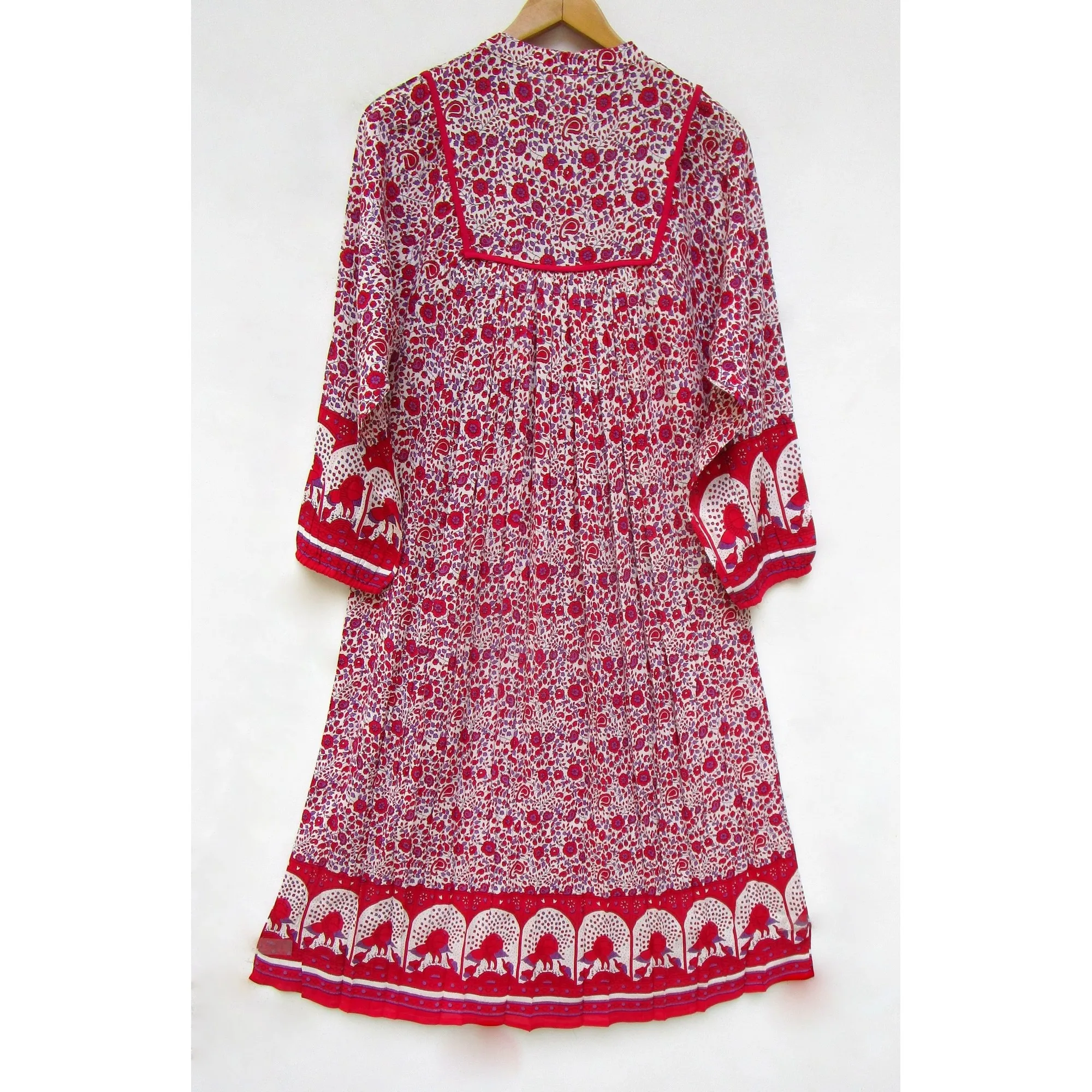 pink liberty floral printed rayon long maxi dress - Indian style collared neck maxi dress  -long sleeve maxi dress