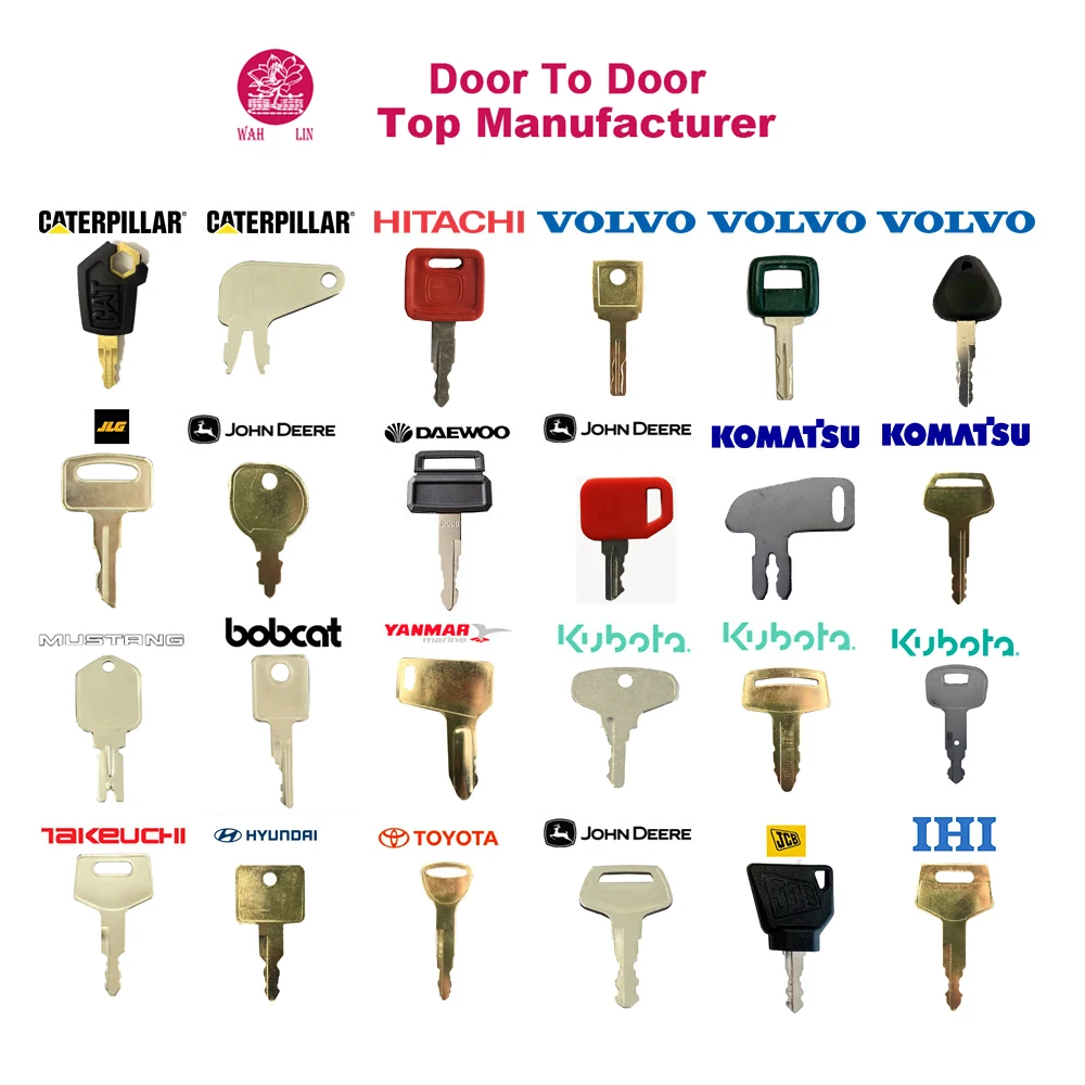 Equipment key 24pcs set famous brands Hitachi, Cat, Kubota, Komatsu, Bob-cat,JLG, Daewoo, JCB, Hyundai, IHI, Yammar