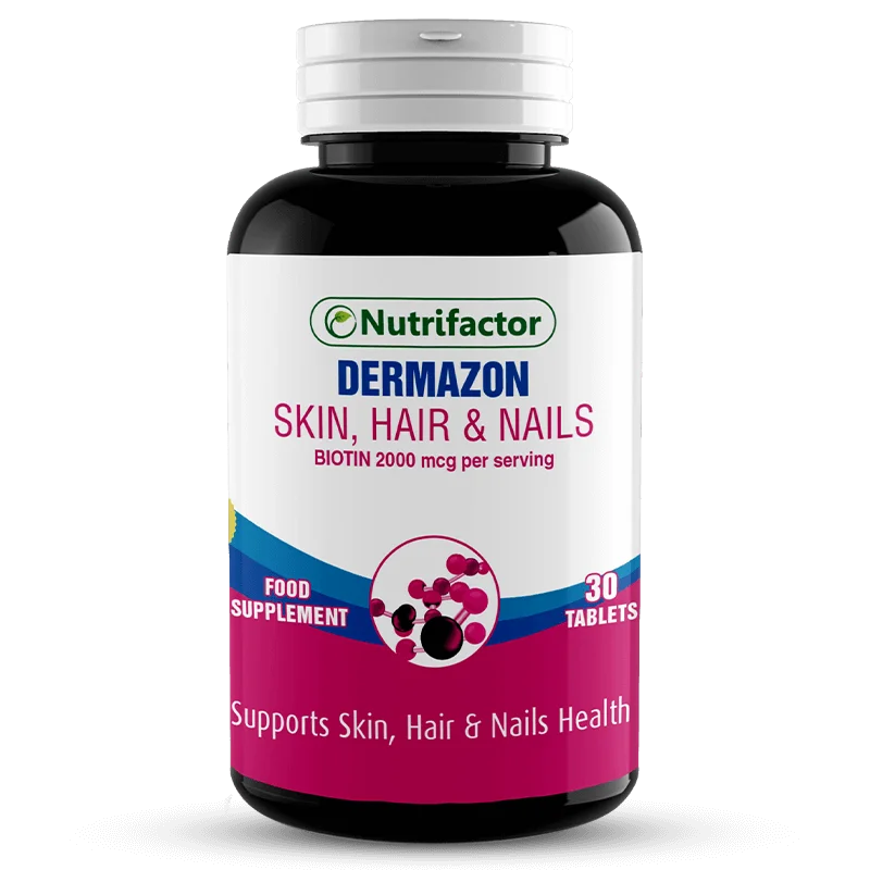 
DERMAZON | Vitamin D3 | Vitamin a | Vitamin C | Biotin | Niacin | Promotes Healthy Hair, Glowing Skin & Strong Nails Tablets 