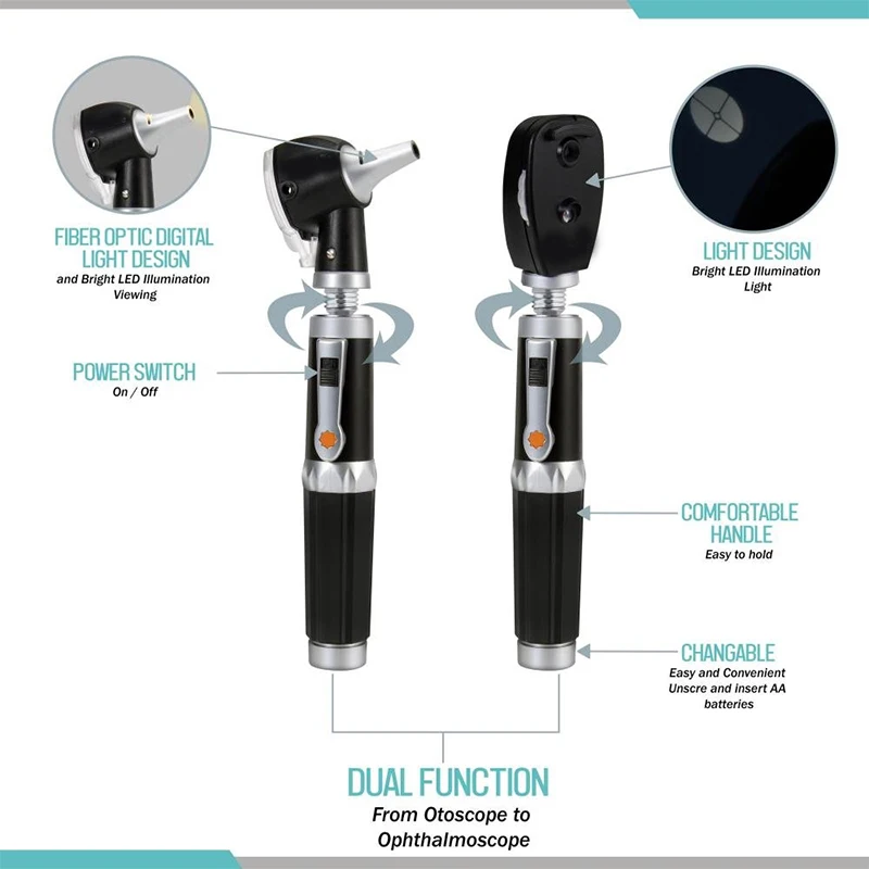 Набор для офтальмоскопа и отоскопа-оптоволоконные цифровые яркие светодиодные ушные лампы инструменты увеличения