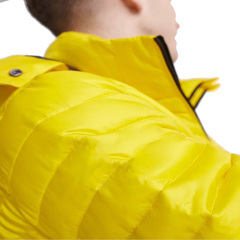 Зимняя одежда Мужская ветрозащитная Модная хлопковая стеганая куртка с капюшоном желтого цвета пузырьковая