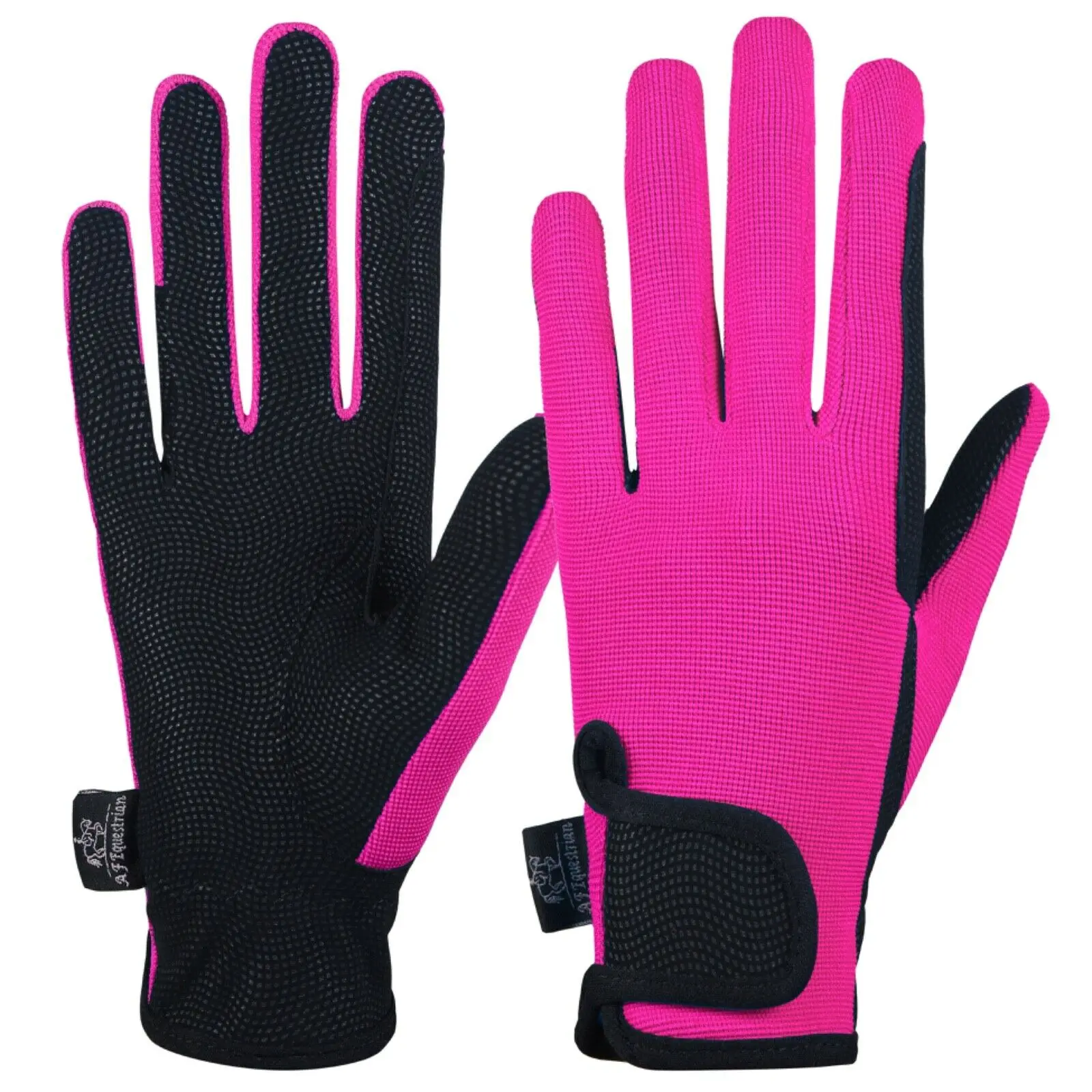 LADIES HIGH QUALITY SYNTHETIC LEATHER/COTTON  HORSE RIDING GLOVES PINK