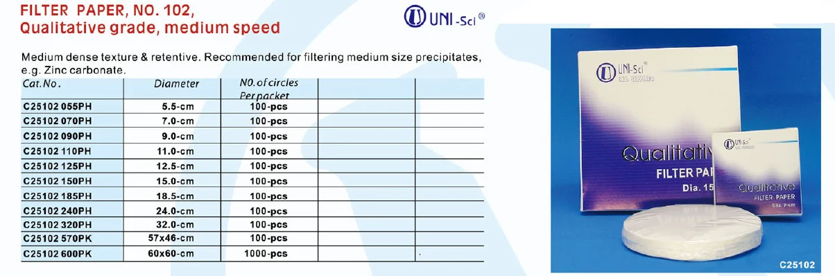 Qualitative Medium Speed Circle Dia 90 mm Filter Paper