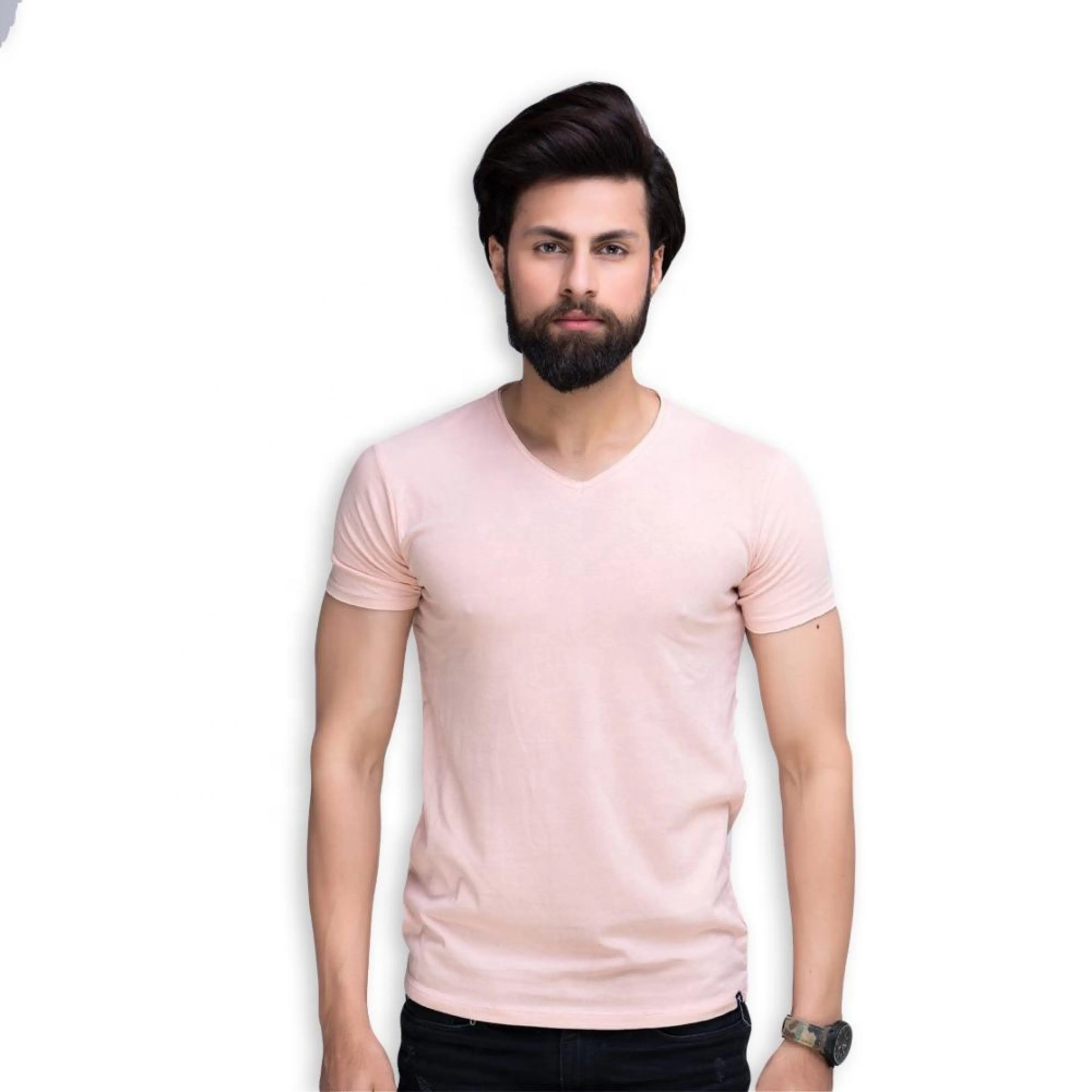 2019 new arrival OEM high quality bamboo V neck plain sports t shirt for men