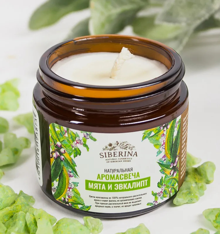 Best spa aroma Aromatherapy natural cosmetics essential oil Aromatic candle PEPPERMINT and EUCALYPTUS