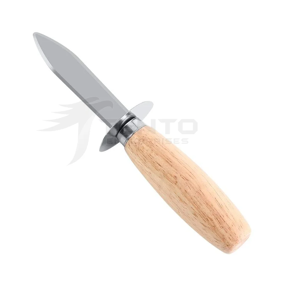 
Wood Handle Oyster Opener Stainless Steel Shell Shucking Cutter Knife 