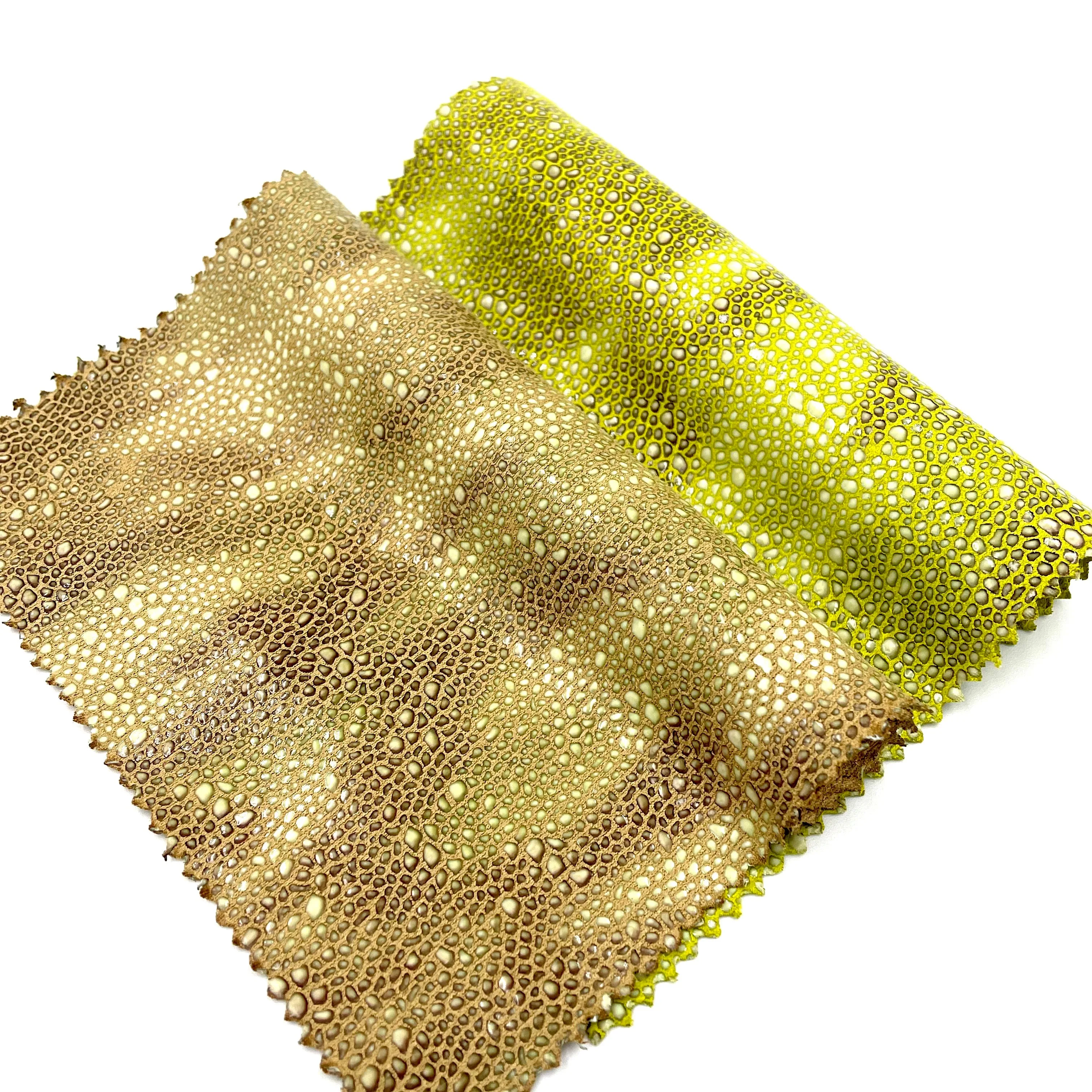 Льняная ткань EPO с лазерным переводным жемчугом дизайн рыбы для багажа