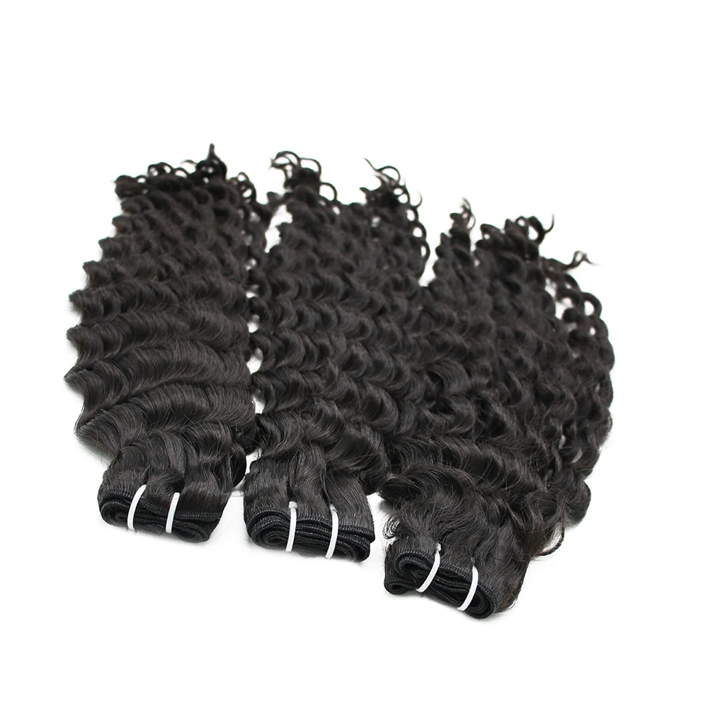 cuticle aligned hair Deep wavy hair bundles Double weft double drawn sew in Human Hair Extension