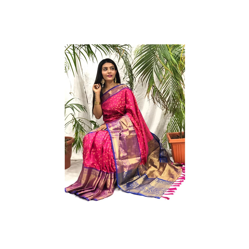 Best Kanchi Border And Pallu Comes Pure Leaf Big Border  Stylish Saree Buy For Lowest Price