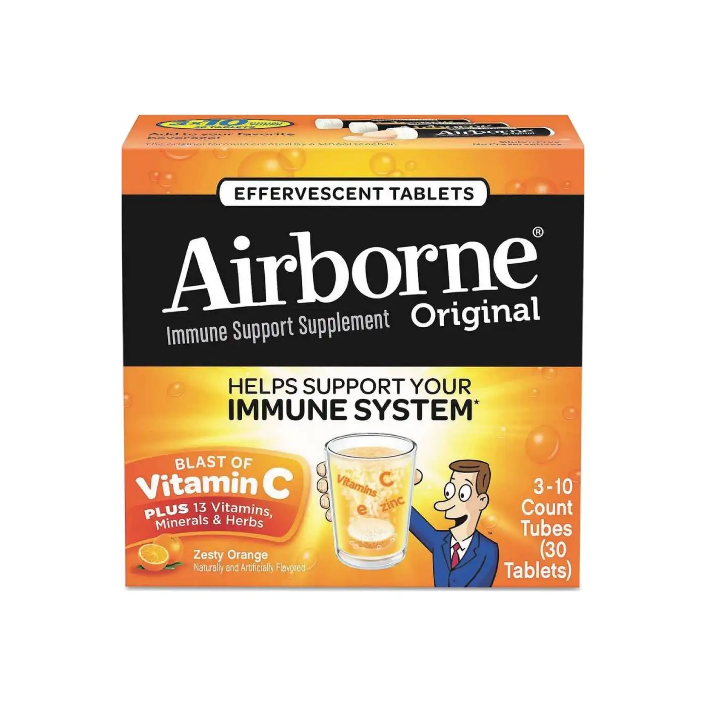 
Airborne Immune Support Effervescent Tablet Zesty Orange 30 Count 