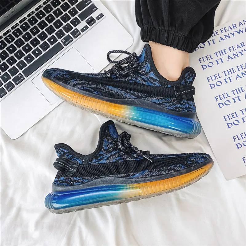 Popular classic fashion black men dad shoes Reflective running sports sneakers original yeezy ,blue yeezy forsports and leisure