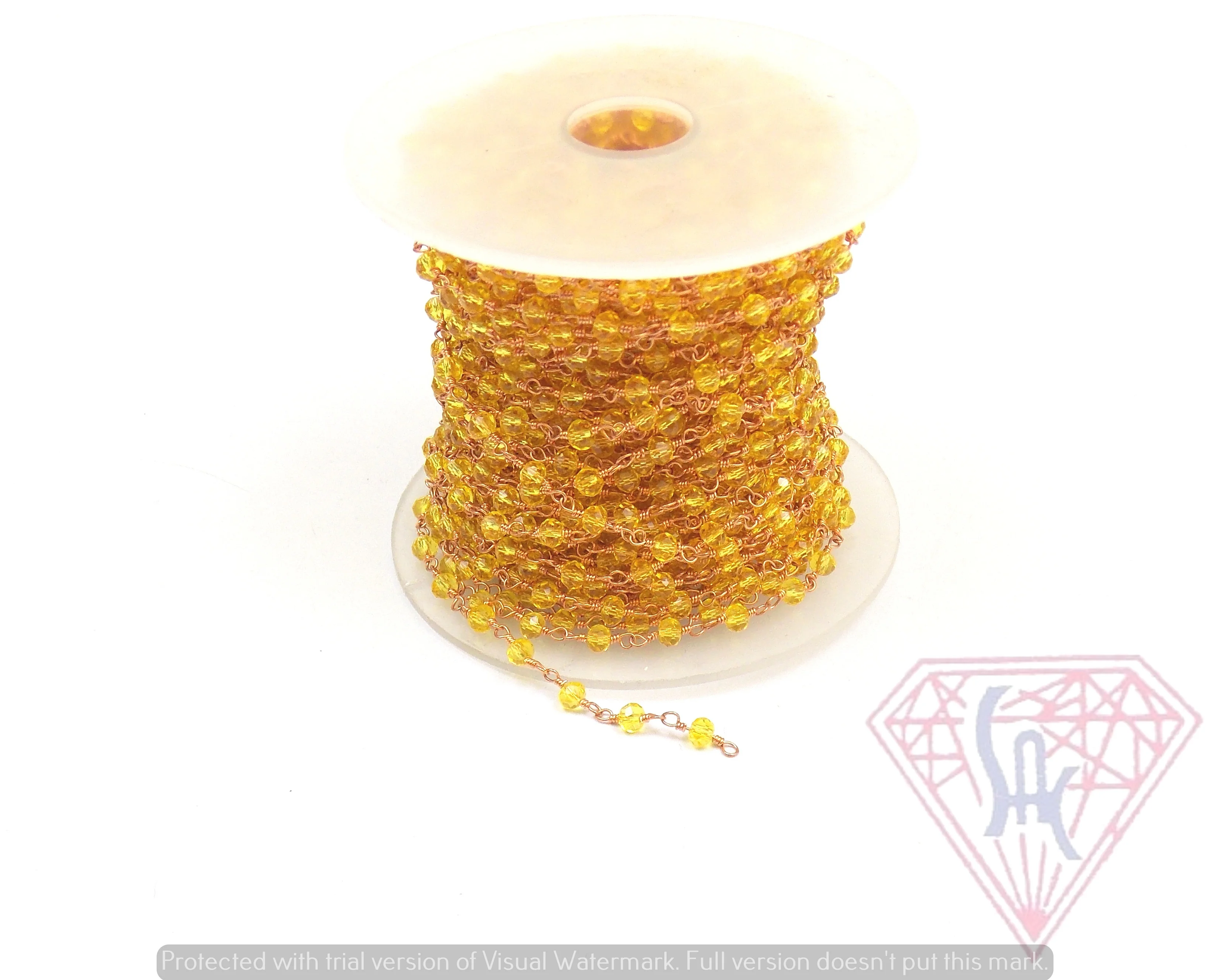 Gold Plated Jewelry Yellow Quartz Wire Wrapped Natural Multi Gemstone Jewelry  Beaded Rosary Coin Charm Chain