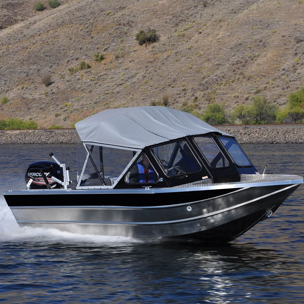 Soft Top All Weld  Aluminum Electric Sport  Fishing Boat with   forward mounted windshield
