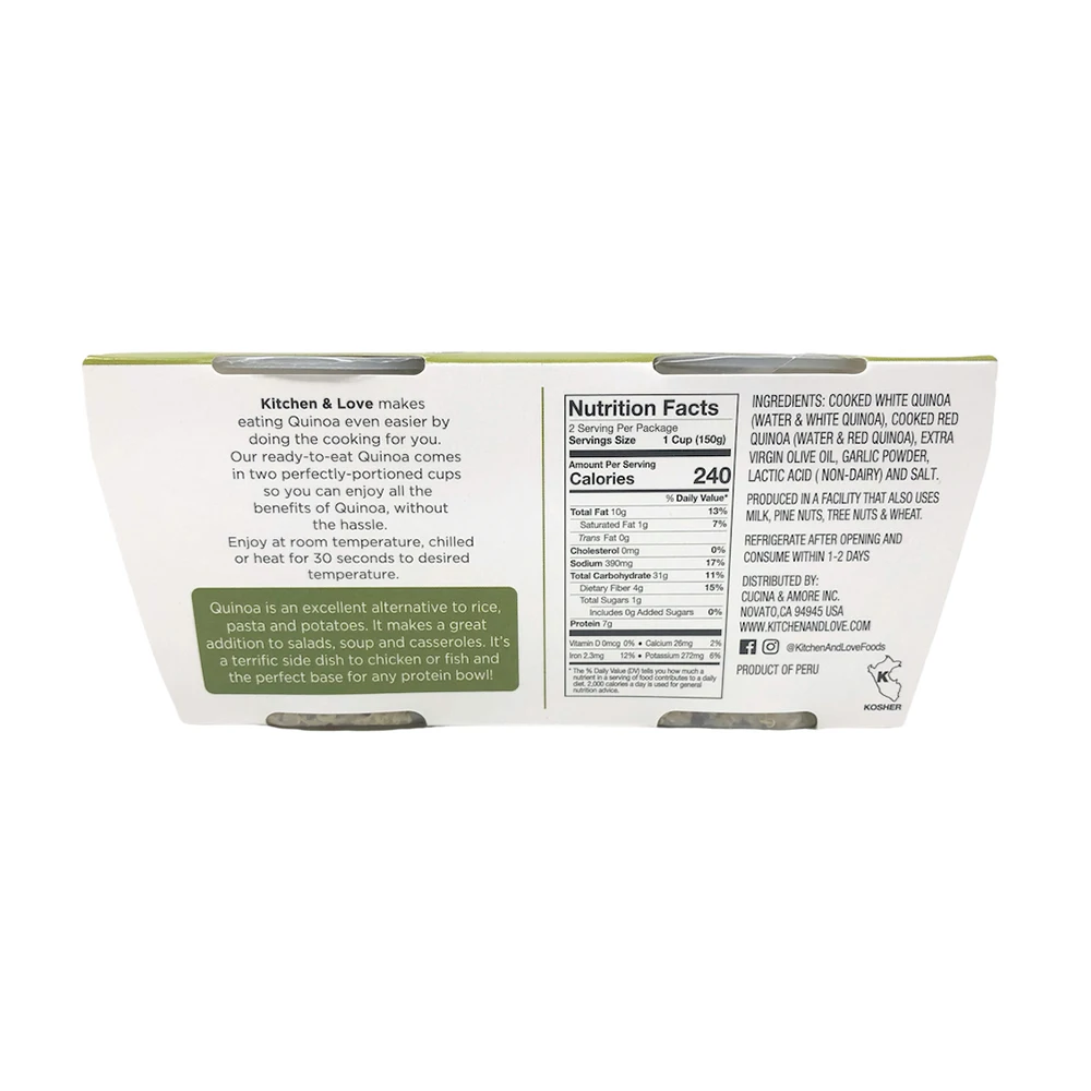 RTE Bi-Color Quinoa - EVOO & Garlic (Duo-Pack) Ready To Eat Vegan  Fiber & Protein Pre Cooked