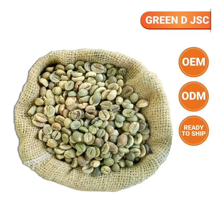 Лучшие зеленые необработанные кофейные зерна Robusta с сроком годности 26 месяцев в пластиковой упаковке из Вьетнама