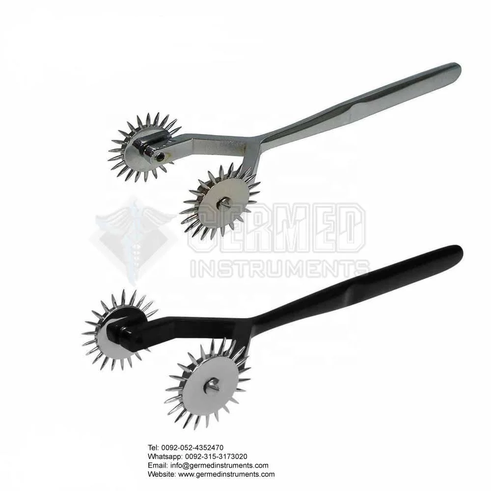 Supplier Wholesale Customized Stainless Steel Black Coated Wartenberg Pinwheel Dual 2 Row Medical Diagnostic Sensory Tool GERMED