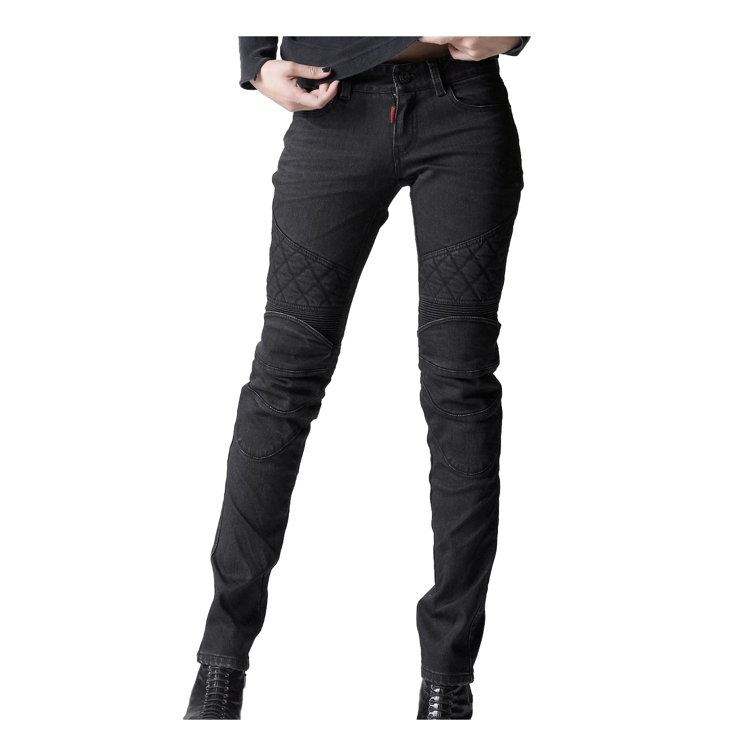 Fashionable ribbed style bikers A Kevlar lining jeans for rider girls, CE protective jeans for ladies, Prime Protection