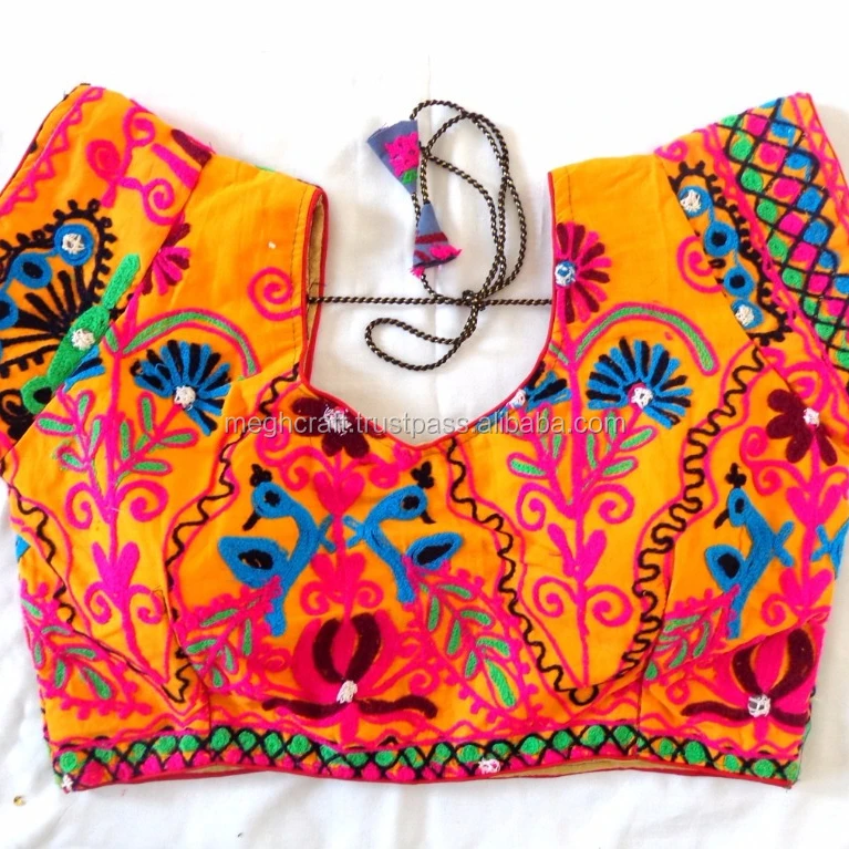 Indian handmade rabari embroidered blouse - Gujarati readymade cotton blouse - Navratri wear kutchi embroidery blouse