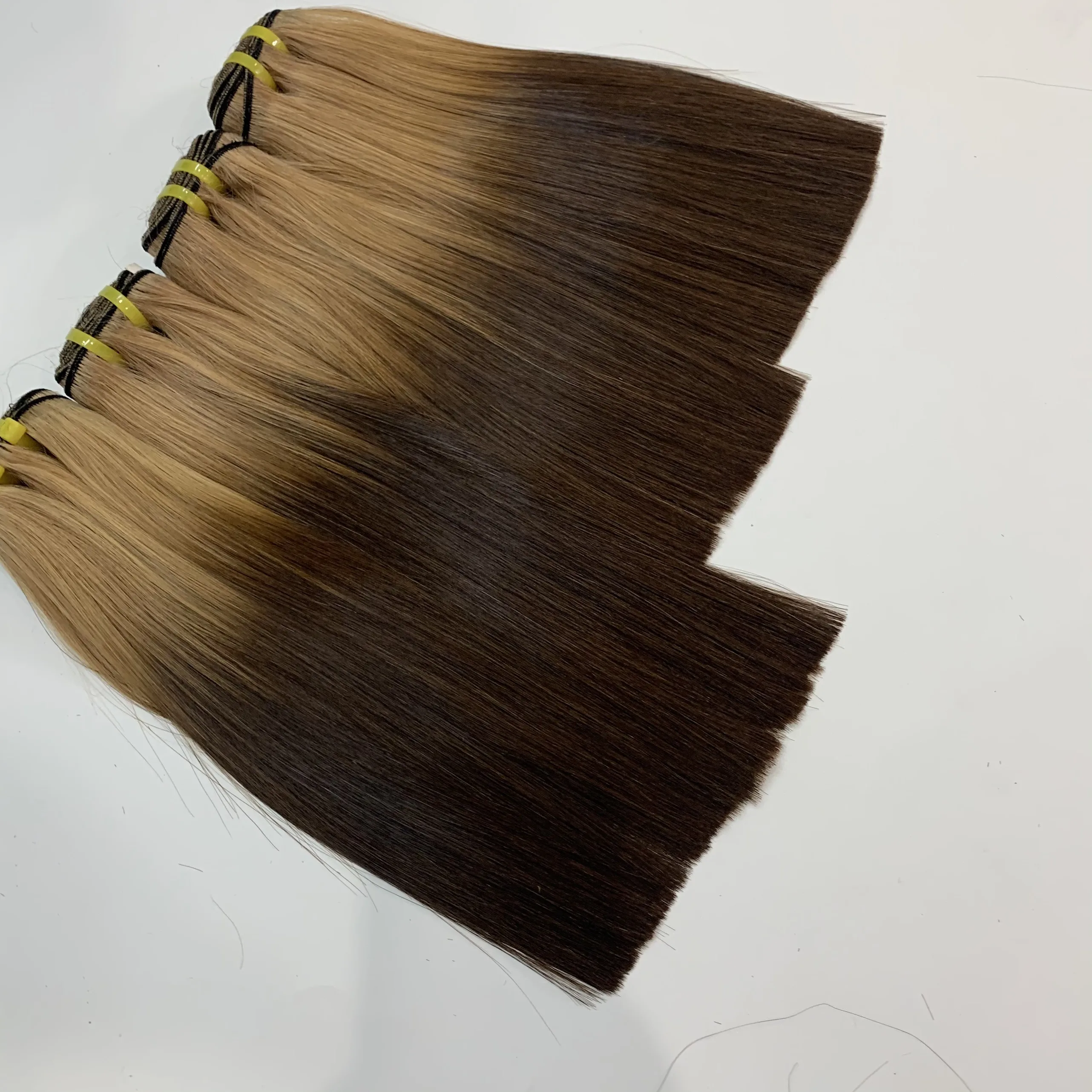 Ombrecolor золотые супер двойные человеческие волосы прямые 12 дюймов без Танг нит лучшее качество 100% натуральные от Livihair Vietnam