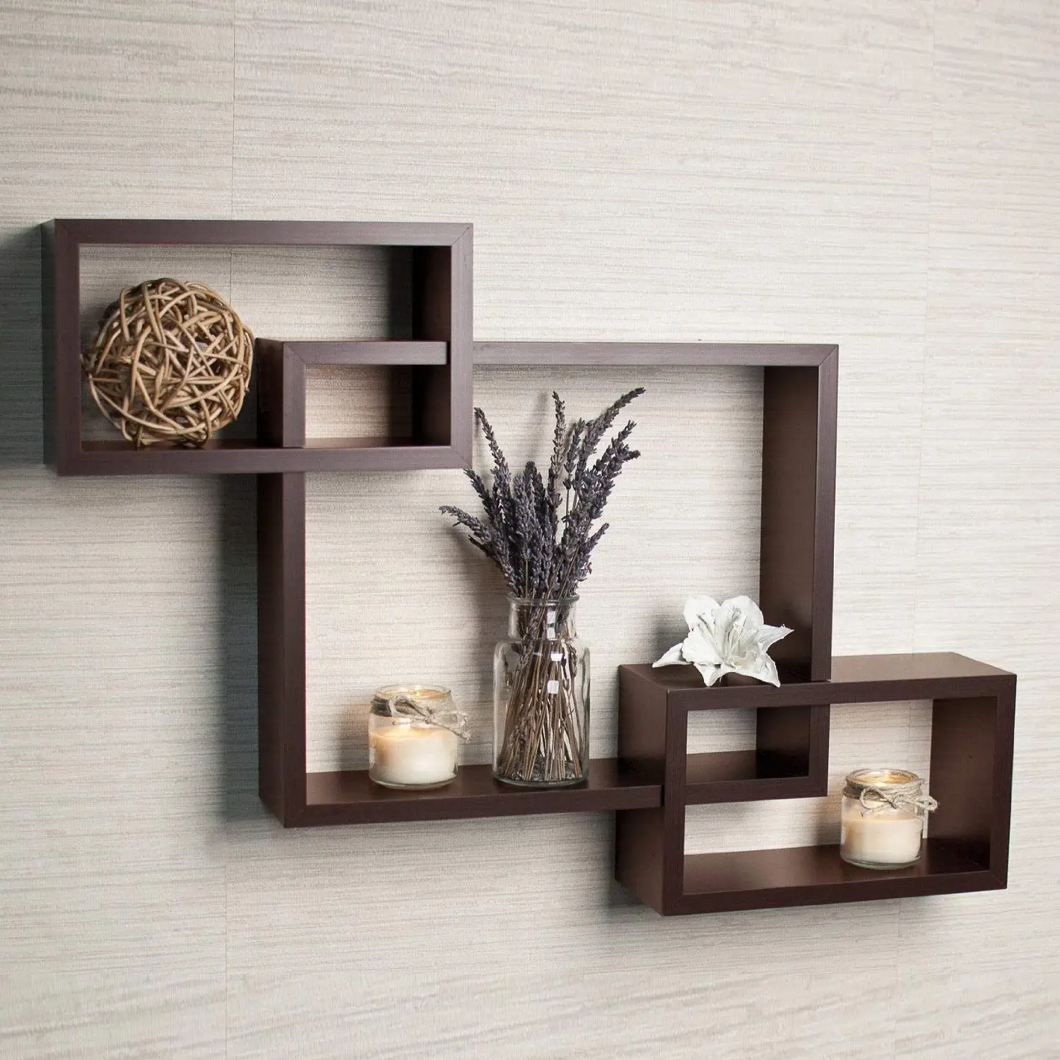 Square shape  Natural Wood color  Wall Mounted Floating Shelf   Wall-mounted Home Decoration wooden floating shelves