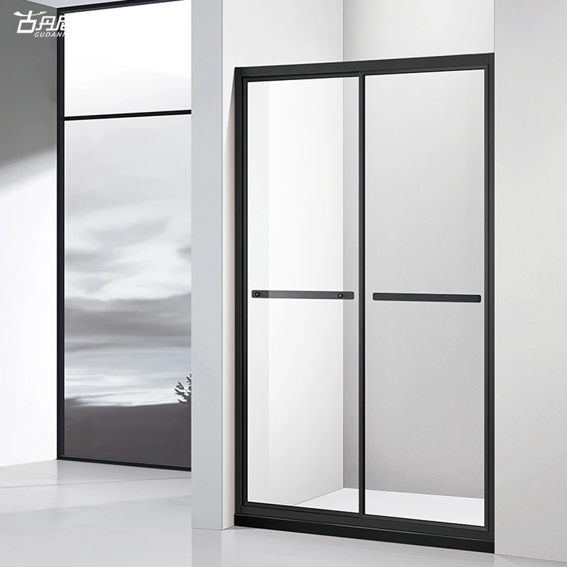new design wholesale cheap tempered glass shower room enclosure bathroom two fixed panels one outward door