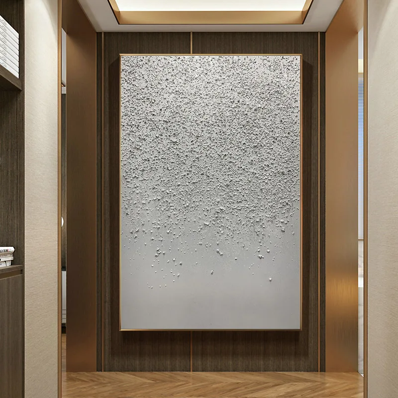 
Large size decorative vertical section light luxury modern minimalist home entrance Gray wall painting 