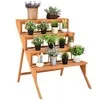 3-tier Acacia wooden plant racks High quality Vietnamese acacia wood gate easy to assemble environmentally friendly