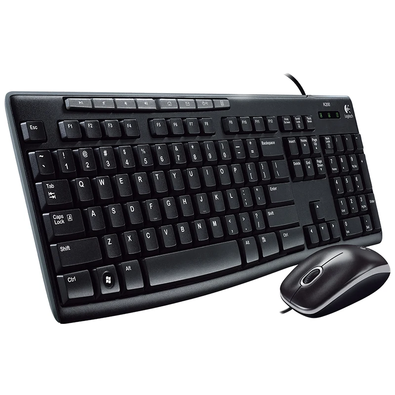 Комплект Logitech MK200 проводная мышь и клавиатура USB компьютерная мультимедийная черного цвета