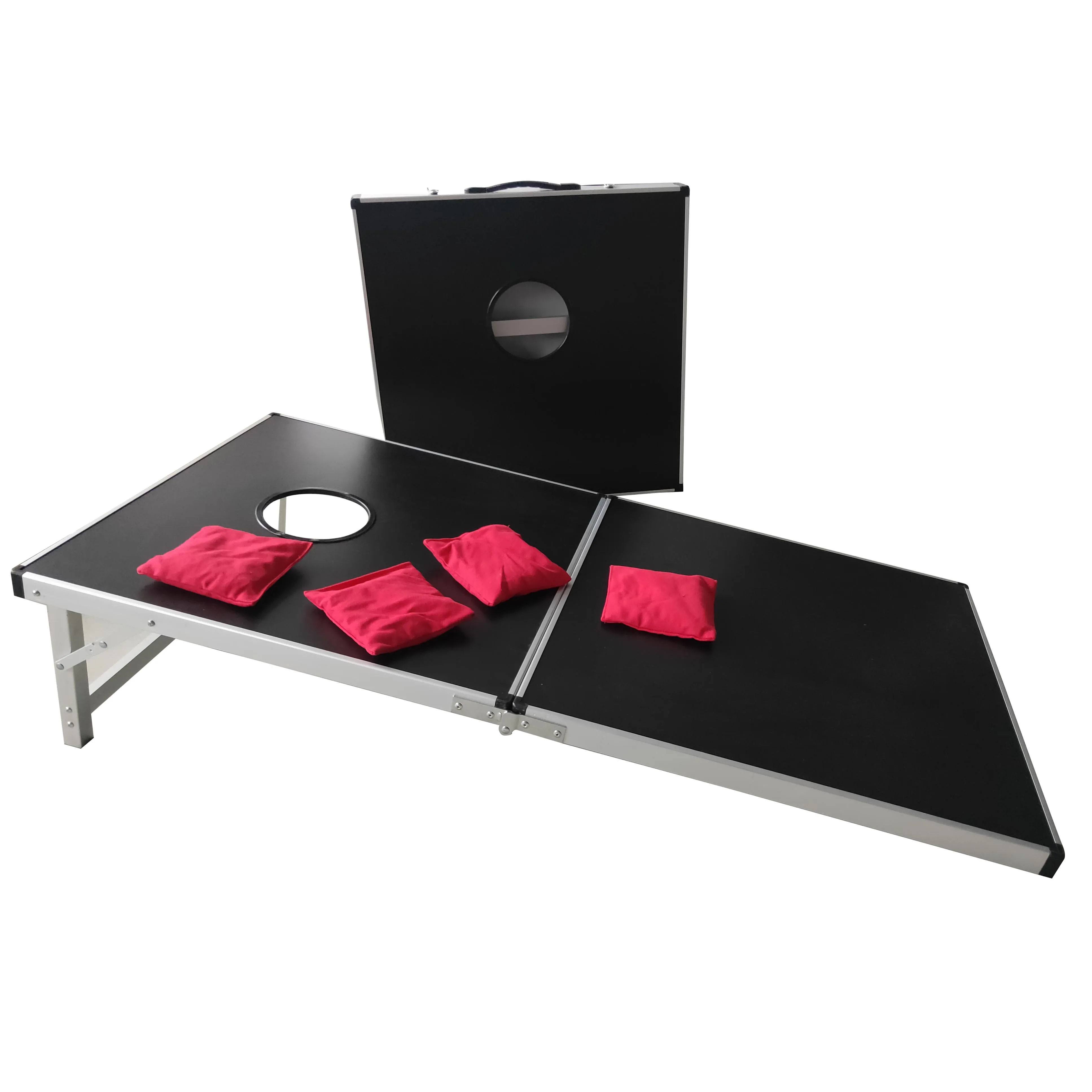 Portable 4x 2Aluminum Foldable Bean Bag Toss Cornhole Game Set Regulation Size Cornhole Boards & 8 Bags Set
