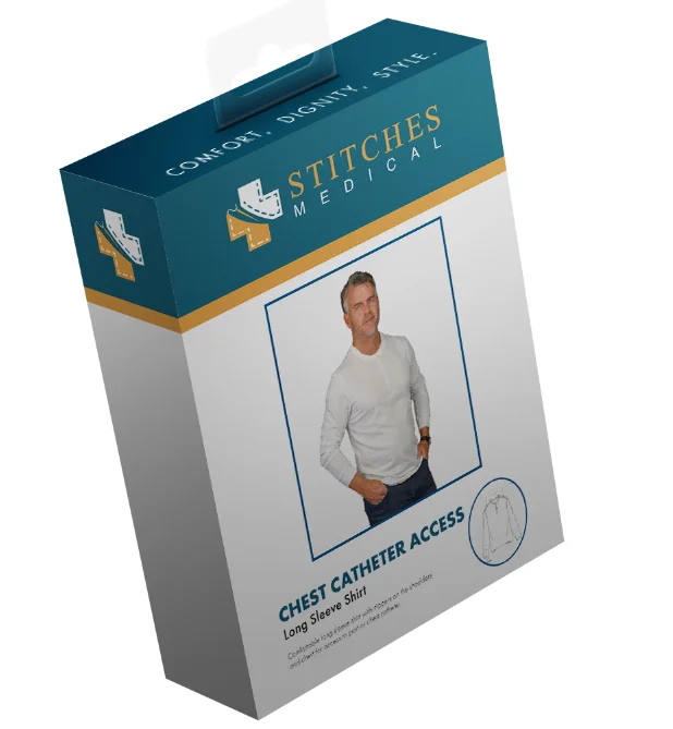 Мужская нагрудная Катетерная рубашка с длинным рукавом/круглый вырез/невидимые молнии/хлопковая рубашка