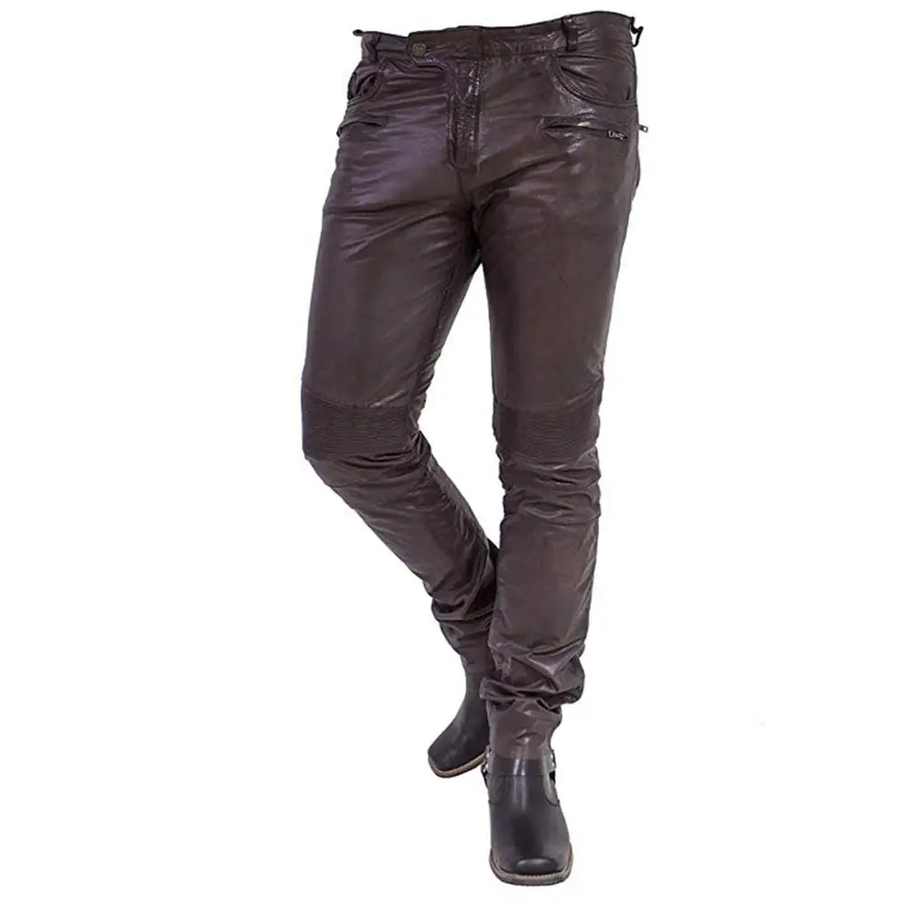 Top quality lamb Leather Pants 2021 Clothes New Trendy High Quality Casual Fashion Straight Leg Leather Pant