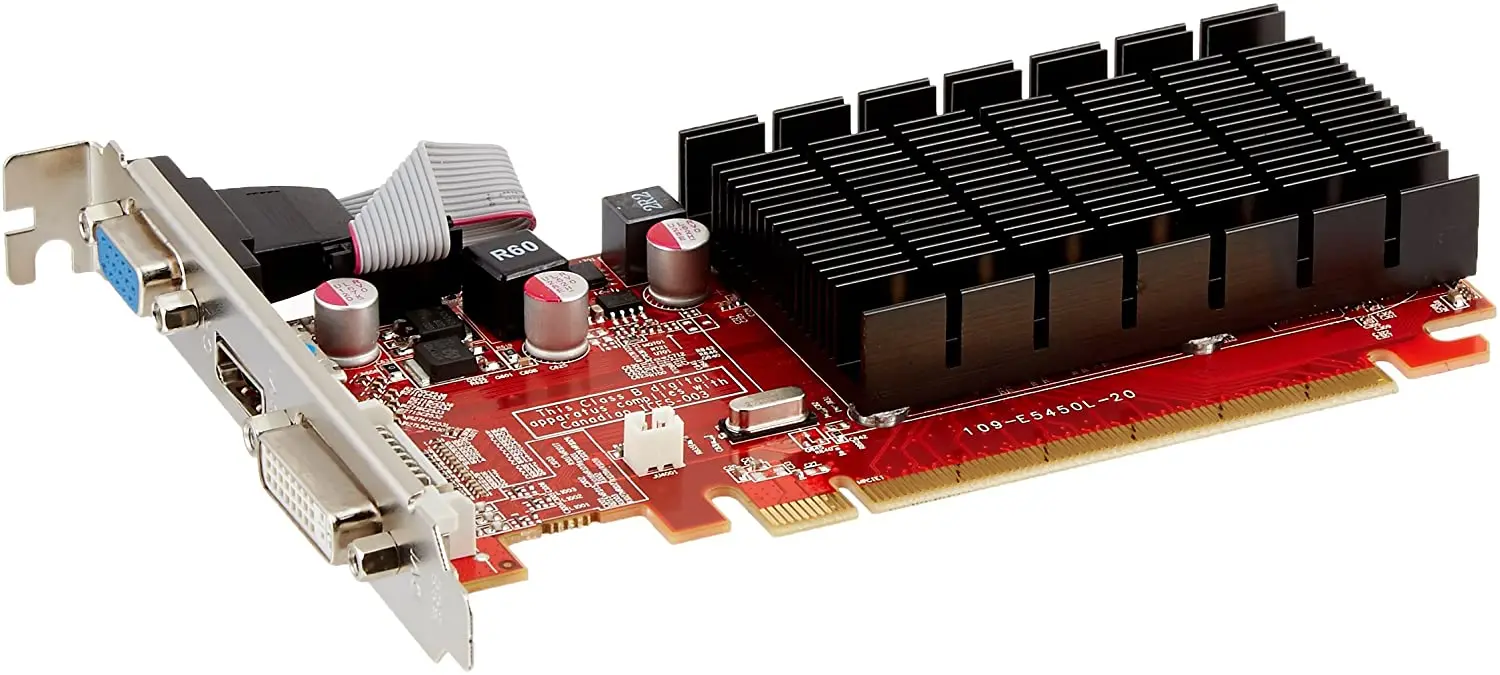 Новая видеокарта VisionTek Radeon 5450 2 ГБ DDR3-900861 Черная/красная готова к отправке