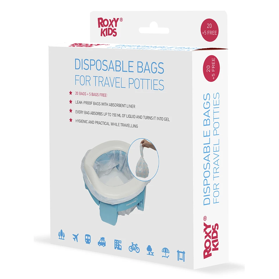 
Leak-proof BIOdegradable Disposable bags for travel potties with absorbent liner 25 pcs/pack 