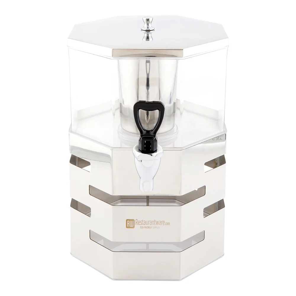 
Met Lux 5L Pentagon Stainless Steel Stackable Juice Dispenser - with Body - 9 3/4