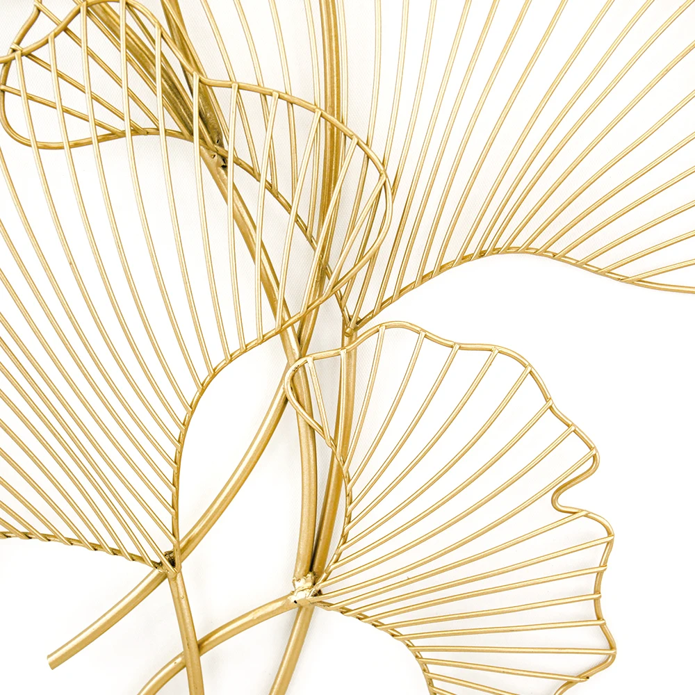Metal Decoration Items Glod Metal Lotus Leaf Plant 3d Wall Art Hangings For Living Room Wall Decoration Home