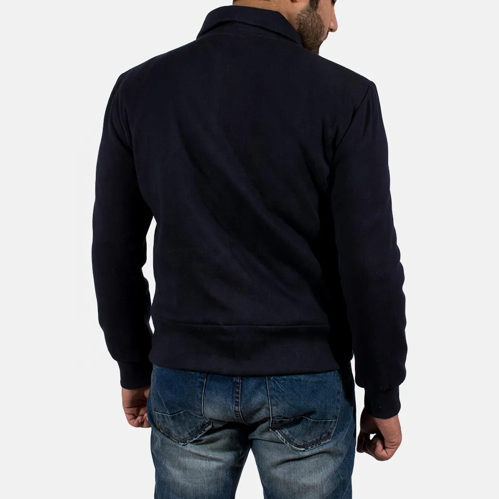 Men Windbreaker Jacket Customized in Black with Zipper Closure / Men Casual Wear Windbreaker Jacket in Polyester and Fleece
