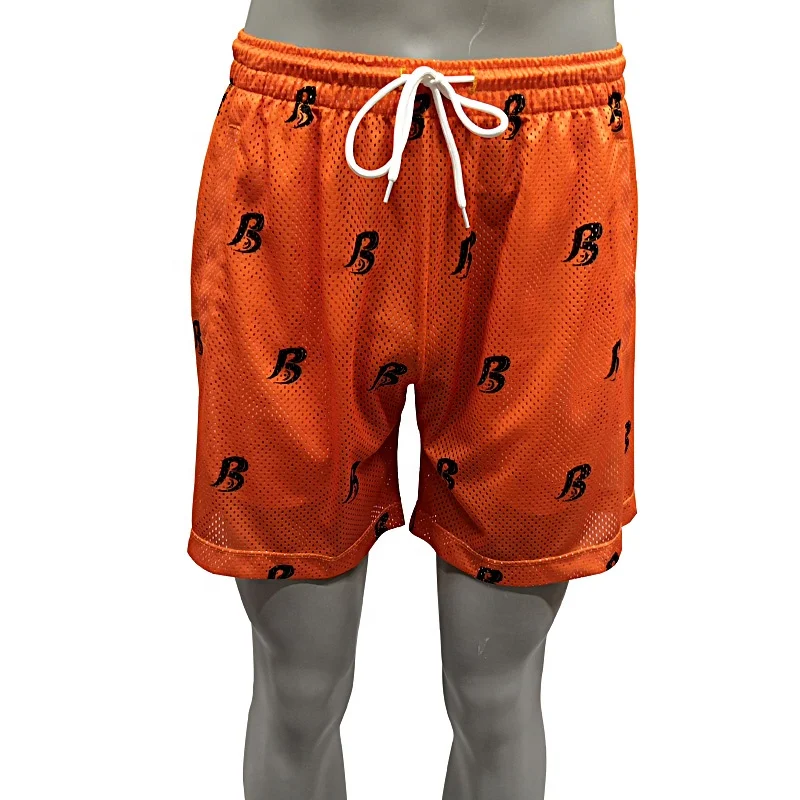 Индивидуальные сетчатые шорты с принтом, быстросохнущие мужские шорты из 100% полиэстера с индивидуальным логотипом, повседневные шорты с индивидуальным дизайном