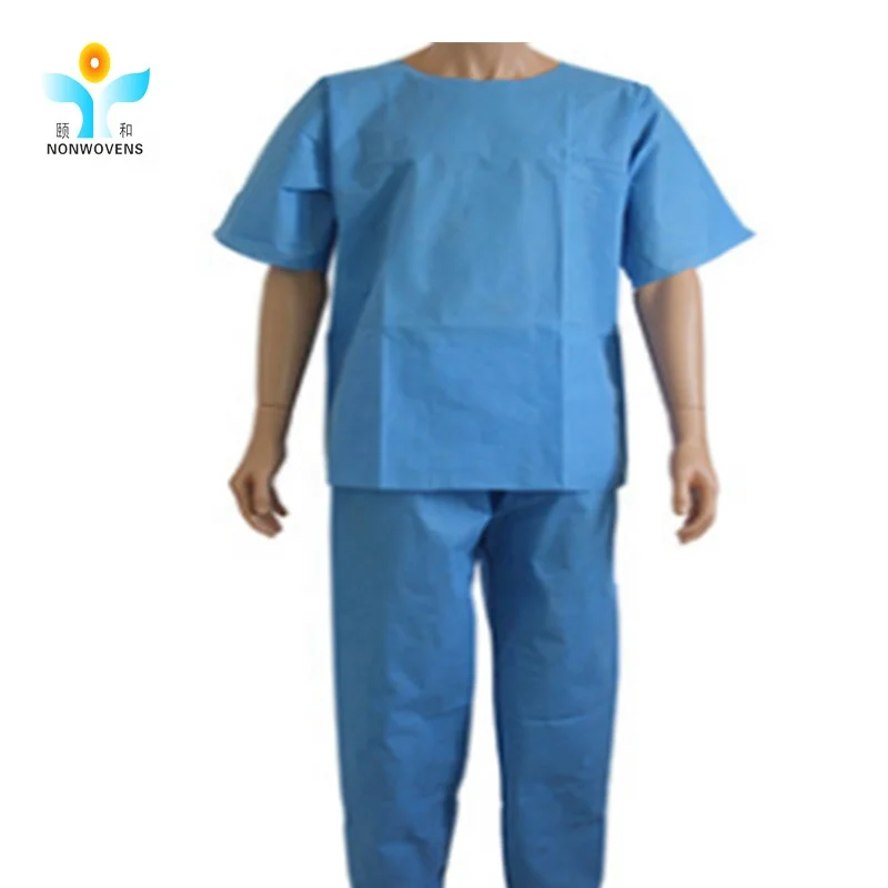 Disposable PP Nonwoven/SMS Printed Surgical Gown/ Isolation Gown Scrub Suits Pockets Medical Uniforms