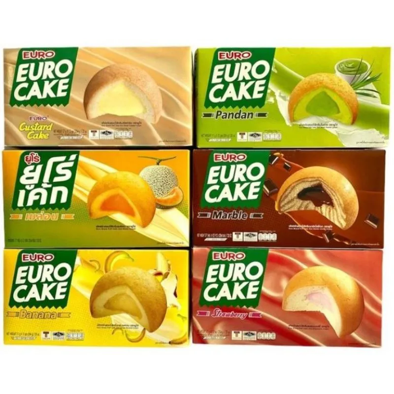 Wholesale Euro Custard Cake Original Puff Cake High Quality Thai Original Snack  24G.