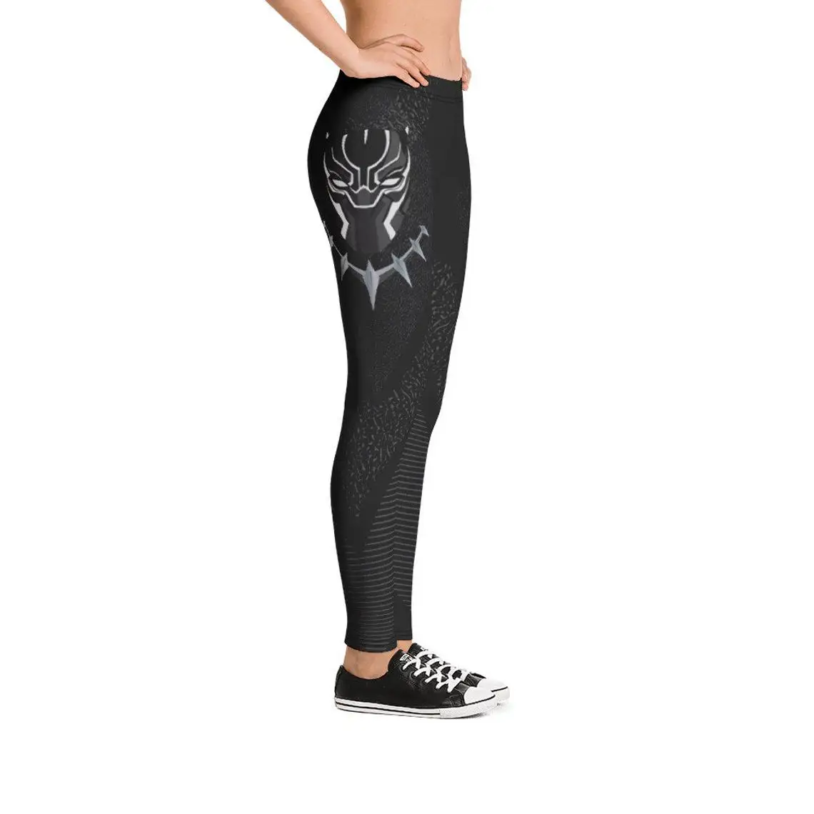 
Custom Manufacturer Polyester Spandex Manufactured Black Panther Women Leggings In Black Color For Sale 