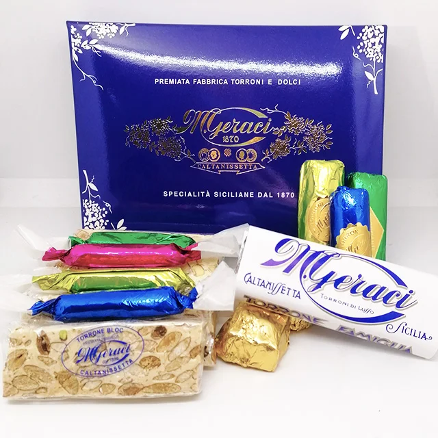 Italian Traditional Product Torroni Cardboard Box550 - Almonds, Pistachios and Honey based Crumbly Sweet