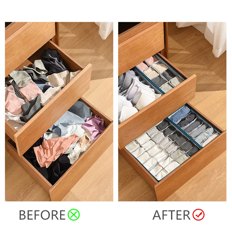 Underwear Storage Box Organizer Easy To Fold Embedded in Closet Sock bra Canvas Storage Box