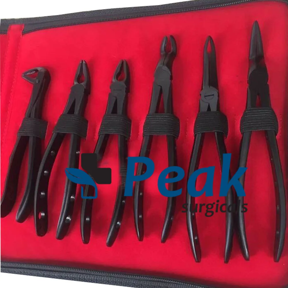 6 Pieces Dental Extraction Forceps Black Plasma Coated Instruments Stainless Steel High Quality Product By Peak Surgicals