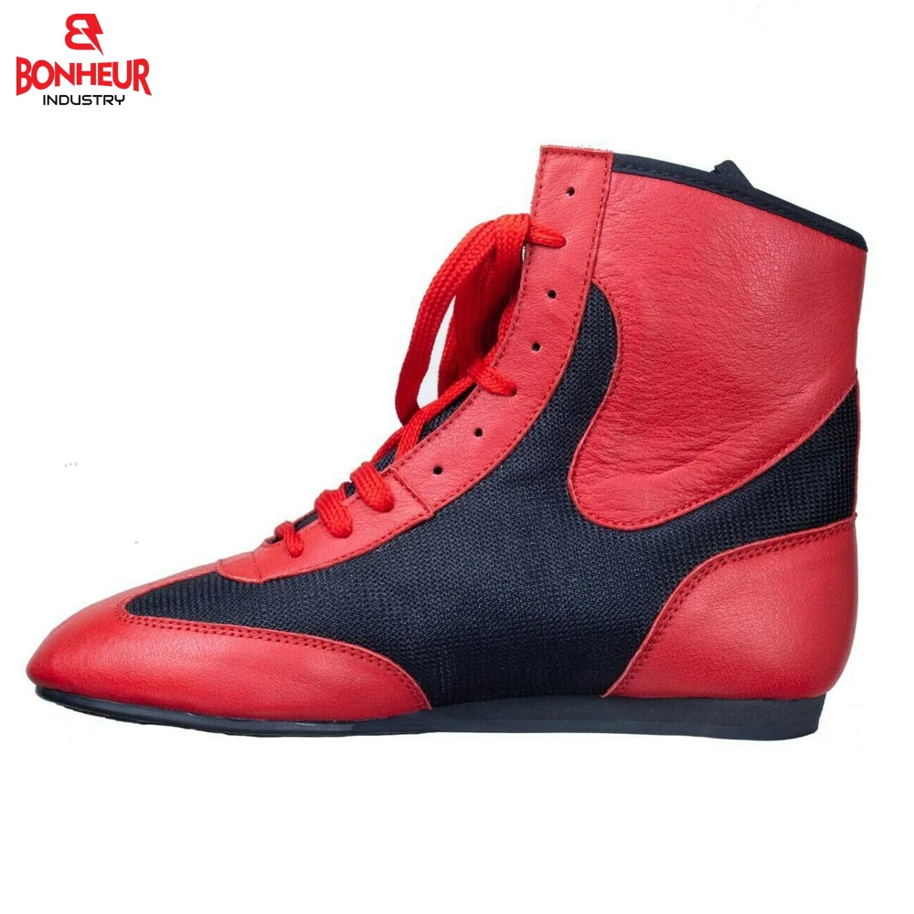 
Latest Design Leather Boxing Shoes Wrestling Martial Art MMA Gym Weightlifting gym Training Running Boot 
